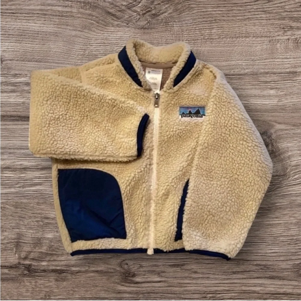 PATAGONIA VINTAGE Retro-X Jacket Oatmeal Polar Fleece Full Zip Lined Baby 24M